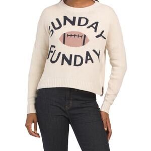 Moon & Madison "Sunday Funday" Football Sweater Cotton Blend Pullover Size L
